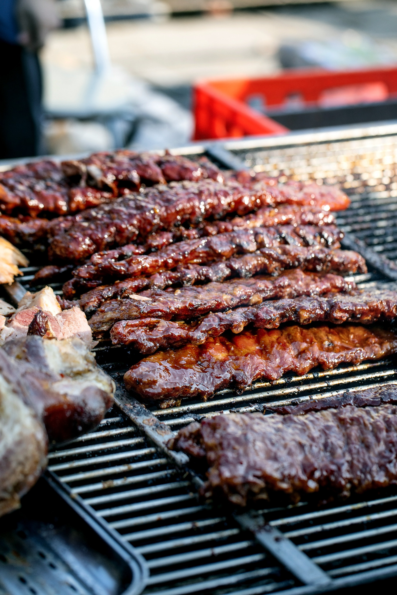 Smoked ribs on a grill
